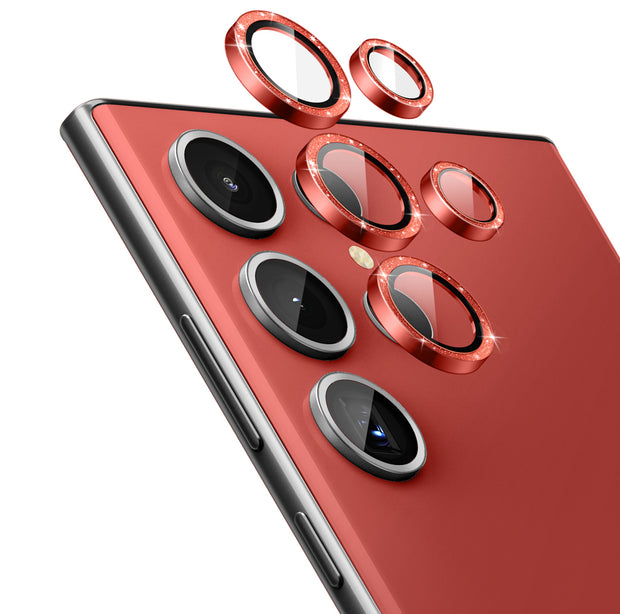 Tempered Glass Camera Lens Protector  for Galaxy S23 Ultra-Glimmer Red