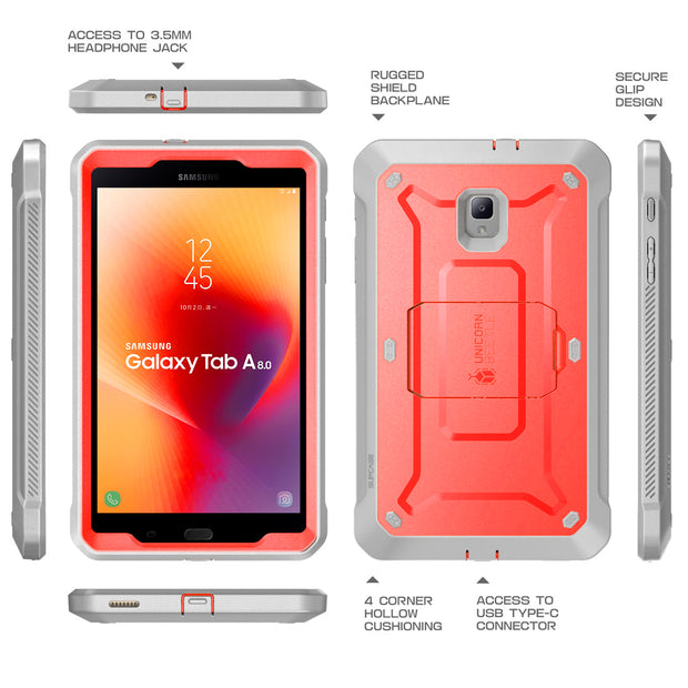 Galaxy Tab A 8.0 inch (2017) Unicorn Beetle Pro Rugged Case with Screen Protector and Kickstand-Red