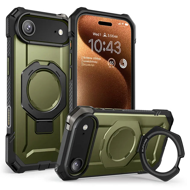 SUPCASE UBGrip Pro Hoesje IPhone 17 Pro - Gehard Glas Schermbeschermer, MagSafe, Ingebouwde Standaard, Zwart