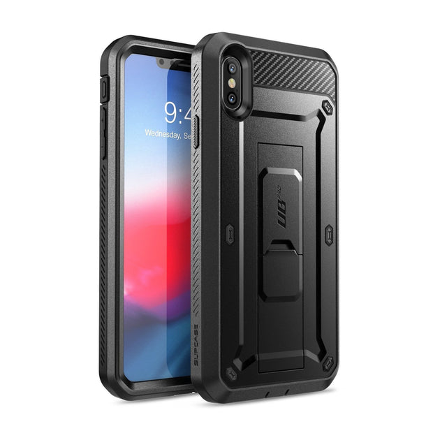 iPhone X Case, iPhone Xs Case, with [ Glass Screen Protector][ Military  Grade ] 15ft. Drop Tested Protective Case, Kickstand