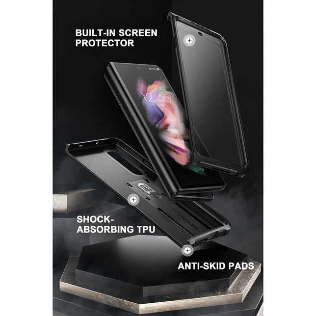 Galaxy Z Fold3 Unicorn Beetle Kickstand Case with Screen Protector-Black