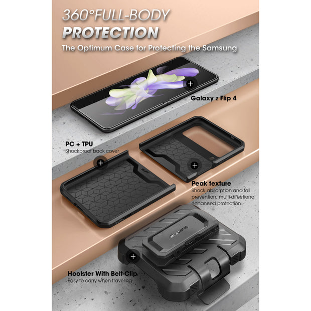 Galaxy Z Flip4 Unicorn Beetle PRO Rugged Case with Belt Clip-Metallic Purple