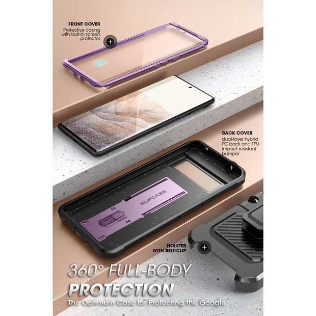 Google Pixel 6 Pro Unicorn Beetle PRO Rugged Holster Case(open box)-Metallic Purple