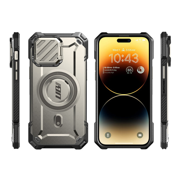 iPhone 14 6.1 inch Unicorn Beetle MAG XT MagSafe & Camera Lens Protector Case-Titan Gray