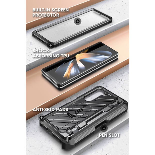Galaxy Z Fold5 Unicorn Beetle PRO Rugged Case with S-Pen Holder-Black