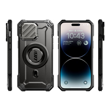 SUPCASE Custodia Per IPhone 15 Plus (6,7 Pollici) Con Protezione Schermo Integrata, Antiurto A Doppio Strato, Con Clip Da Cintura E Cavalletto, Nera