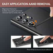 Tempered Glass Camera Lens Protector for Galaxy S23 Ultra-Black