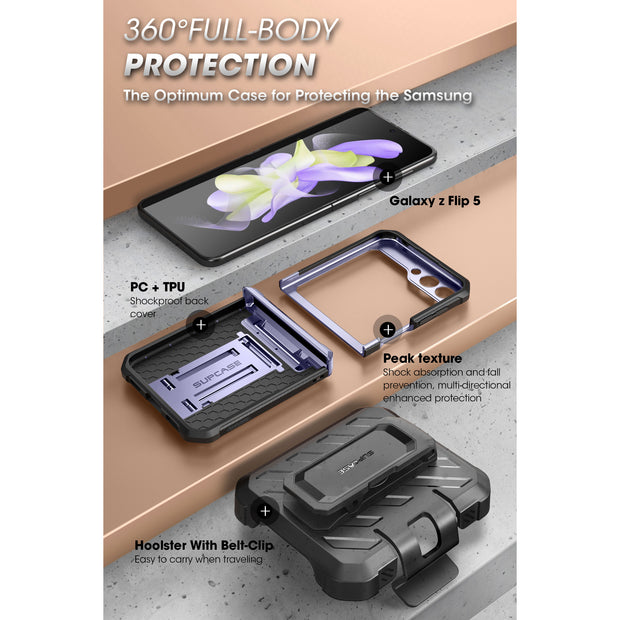 Galaxy Z Flip5 Unicorn Beetle PRO Rugged Case with Belt Clip-Metallic Purple