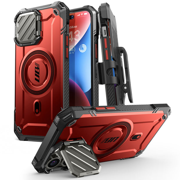 iPhone 14 Pro Max 6.7 inch Unicorn Beetle MAG XT MagSafe Holster Case-Metallic Red