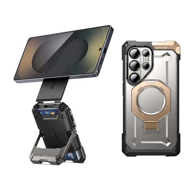 Bundle Sale - MagFlip Wallt with iPhone/Samsung Compatible & Galaxy S25 Ultra UB GRIP Series Gold Phone Case