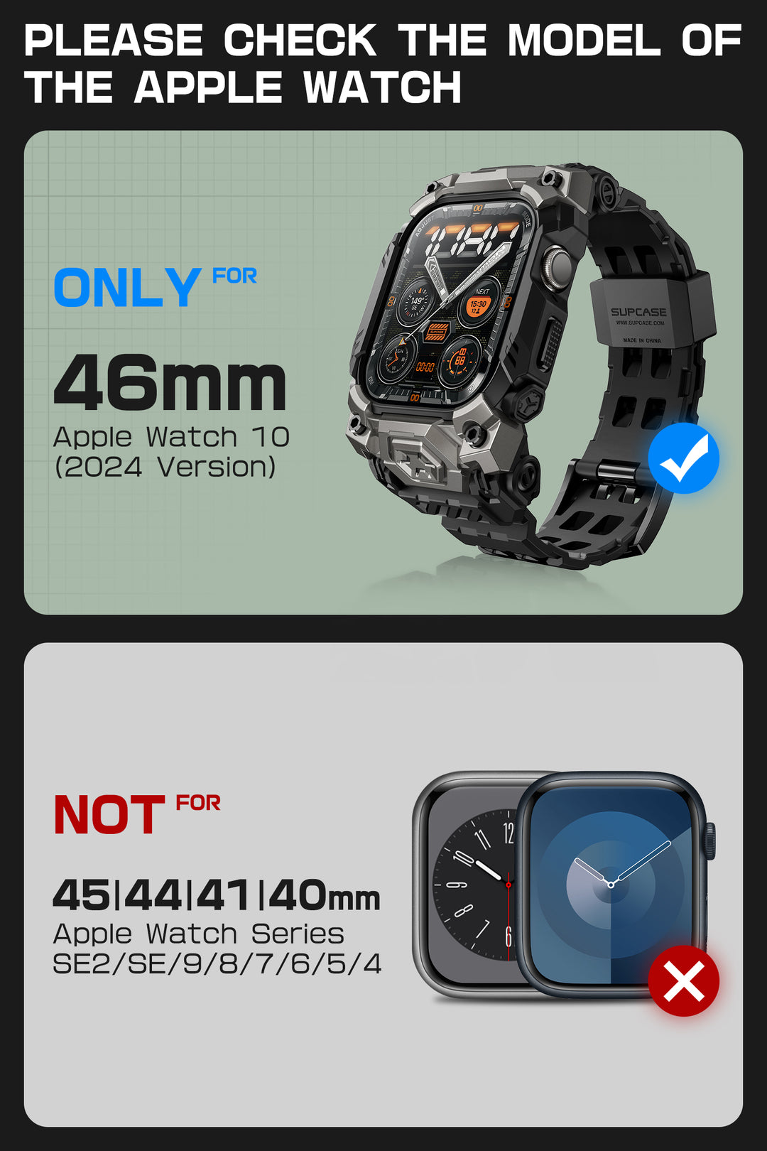 Apple Watch UB Ore Wristband Case (46mm)(open box)-Black SUPCASE