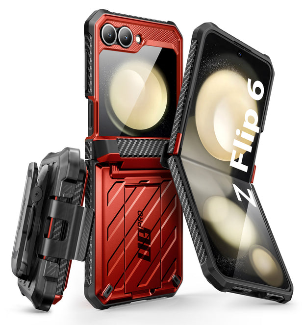 Galaxy Z Flip6 Unicorn Beetle PRO Rugged Case with Belt Clip-Metallic Red