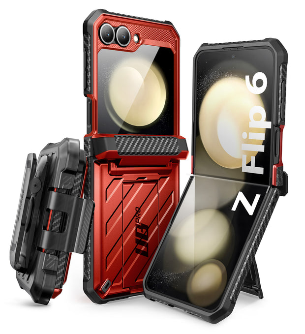 Galaxy Z Flip6 Unicorn Beetle PRO Rugged Case with Belt Clip-Metallic Red