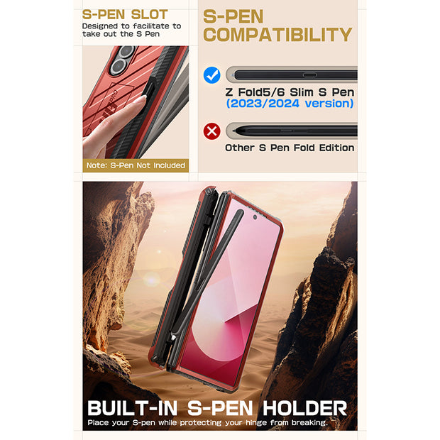 Galaxy Z Fold6 Unicorn Beetle PRO Rugged Case - Metallic Red