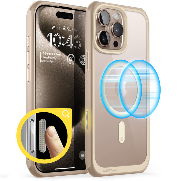 iPhone 16 Pro Max 6.9 inch Unicorn Beetle MAG Slim Clear MagSafe Camera Control Button Case(open box)-Tan