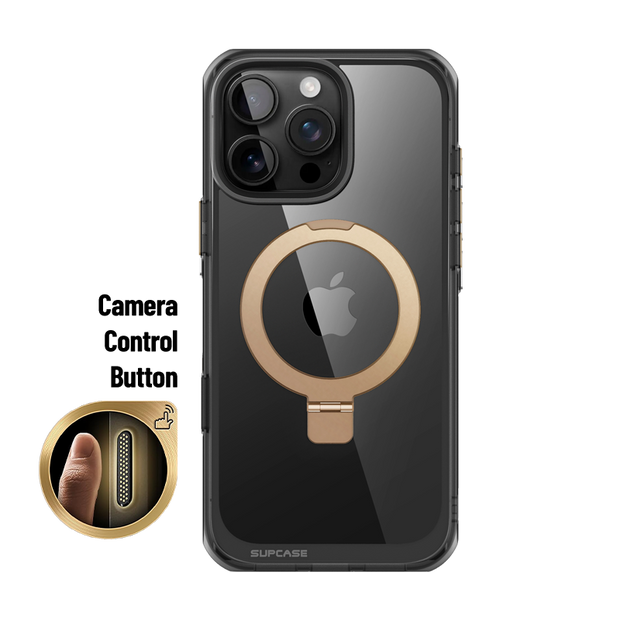 iPhone 16 Pro Max 6.9 inch Unicorn Beetle MAG Stand Slim Clear MagSafe Camera Control Button Case-Black/Gold