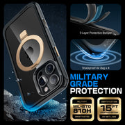 iPhone 16 Pro Max 6.9 inch Unicorn Beetle MAG Stand Slim Clear MagSafe Camera Control Button Case-Black/Gold