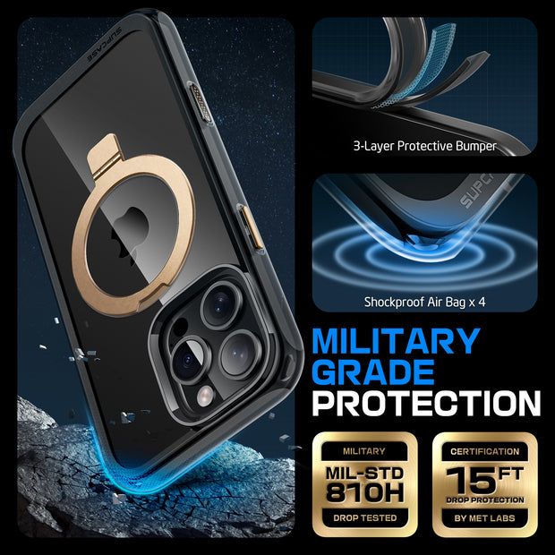 iPhone 16 Pro Max 6.9 inch Unicorn Beetle MAG Stand Slim Clear MagSafe Camera Control Button Case-Black/Gold