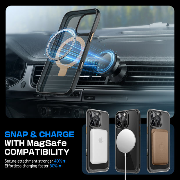 iPhone 16 Pro Max 6.9 inch Unicorn Beetle MAG Stand Slim Clear MagSafe Camera Control Button Case-Black/Gold