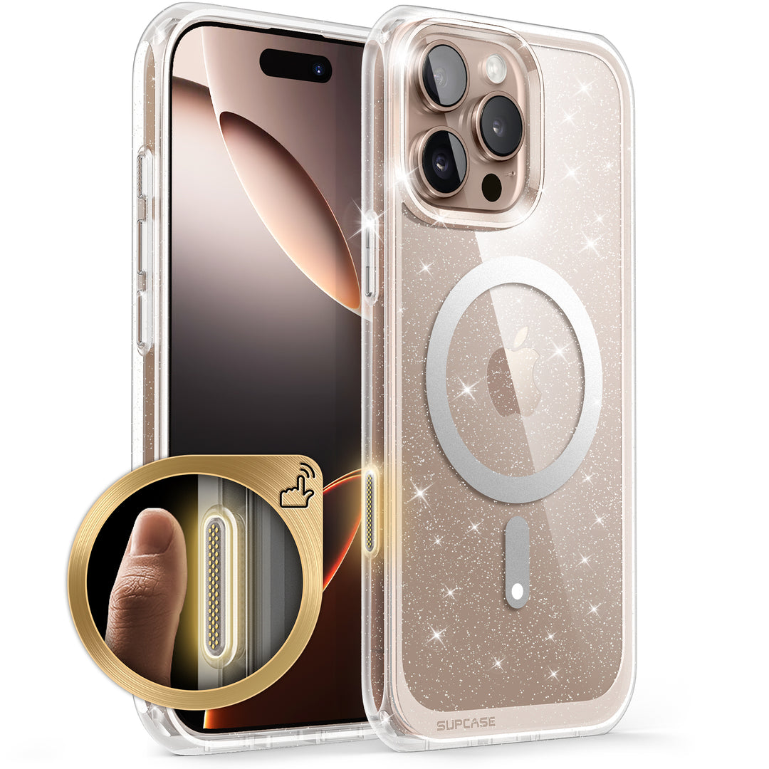 iPhone 16 Pro Max 6.9 inch Unicorn Beetle MAG Slim Clear MagSafe Camera Control Button Case-Glitter Pink iPhone 16 Pro Max 6.9 inch Unicorn Beetle MAG Slim Clear MagSafe Camera Control Button Case-Glitter Pink