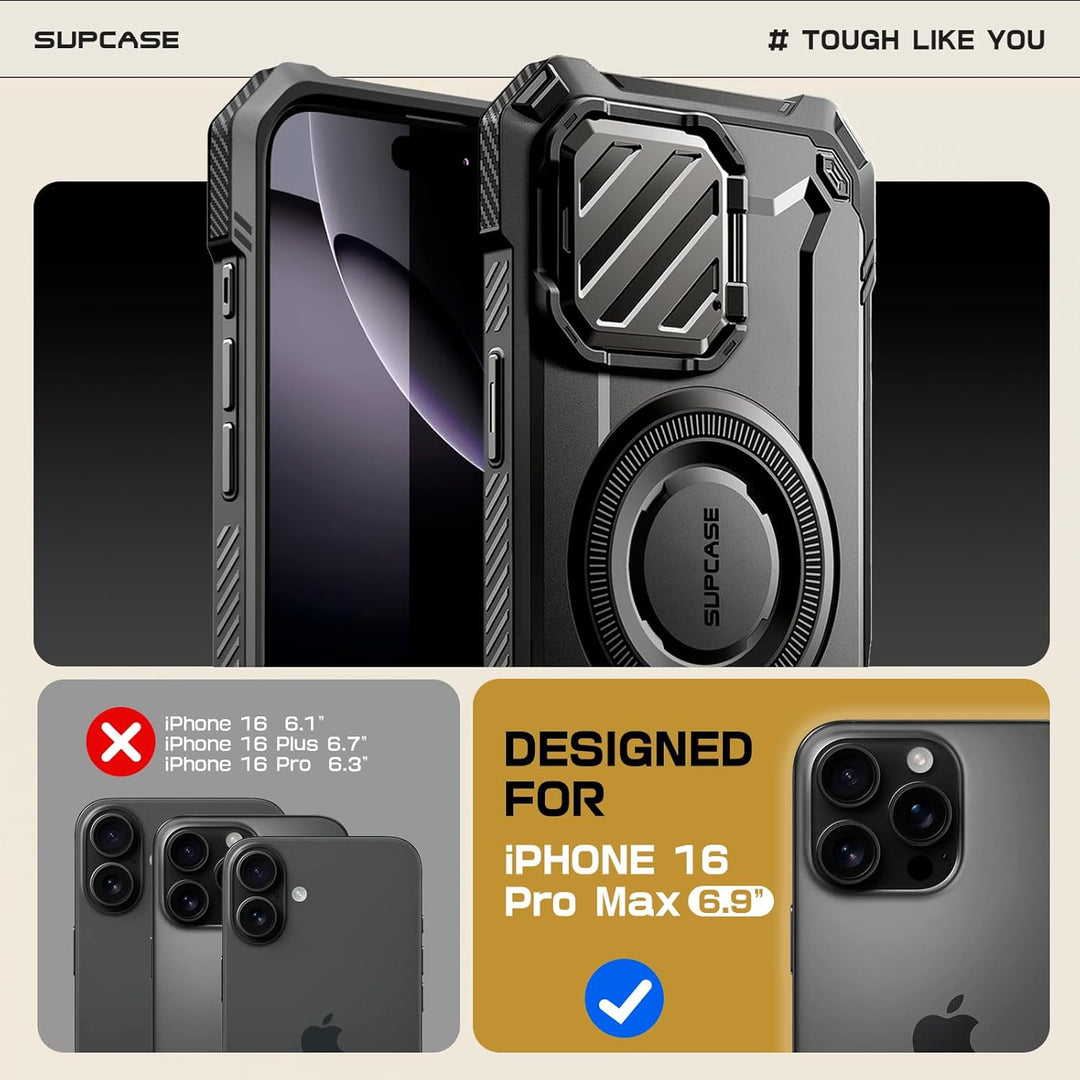 Coque SUPCASE Unicorn Beetle Pro Pour IPhone 16 Pro 6,3" - Robuste Noir Avec Clip Et Support
