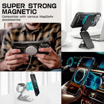 iPhone 16 Pro Max 6.9 inch Unicorn Beetle MAG Stand Slim Clear MagSafe Camera Control Button Case-Black