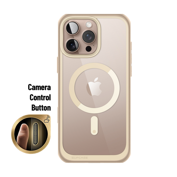 iPhone 16 Pro 6.3 inch Unicorn Beetle MAG Slim Clear MagSafe Camera Control Button Case-Tan