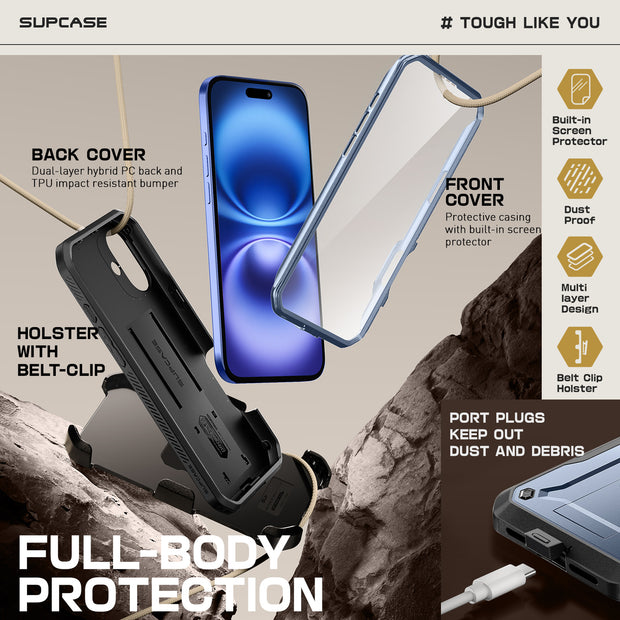 iPhone 16 6.1 inch Unicorn Beetle PRO Rugged Case-Metallic Blue