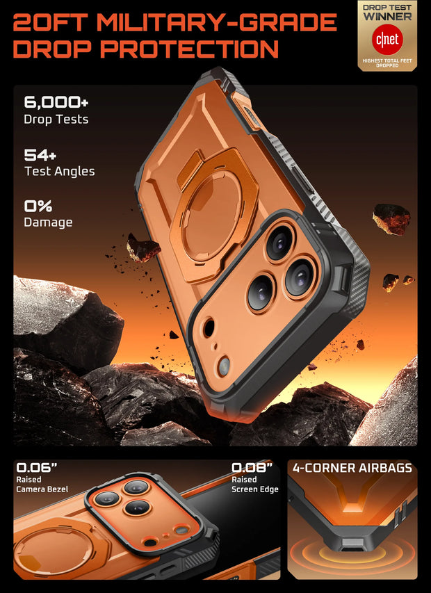 UB GRIP PRO Series iPhone 17 Pro Max MagSafe Phone Case with HD Tempered Glass - Coral