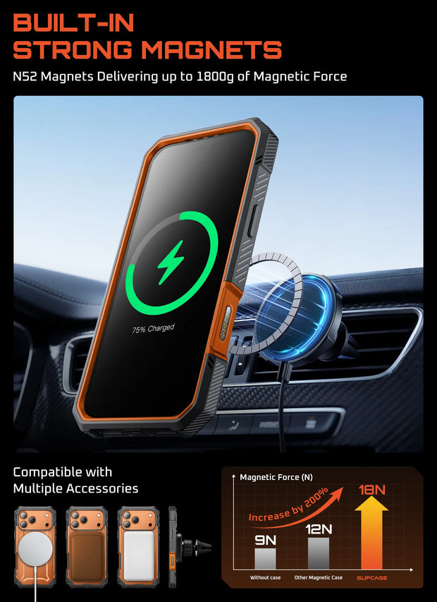 UB GRIP PRO Series iPhone 17 Pro Max MagSafe Phone Case with HD Tempered Glass - Coral