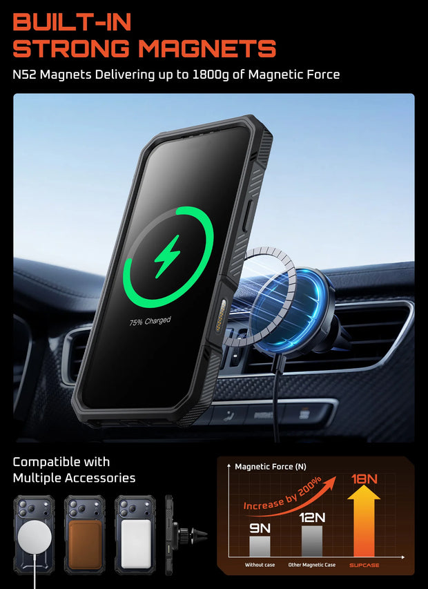 UB GRIP PRO Series iPhone 17 Pro Max MagSafe Phone Case with HD Tempered Glass - Black