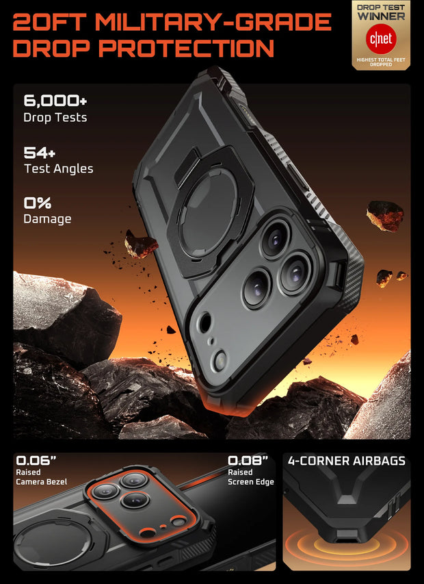 UB GRIP PRO Series iPhone 17 Pro MagSafe Phone Case with HD Tempered Glass - Black