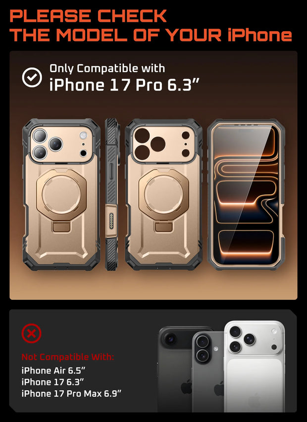 UB GRIP PRO Series iPhone 17 Pro MagSafe Phone Case with HD Tempered Glass - Desert