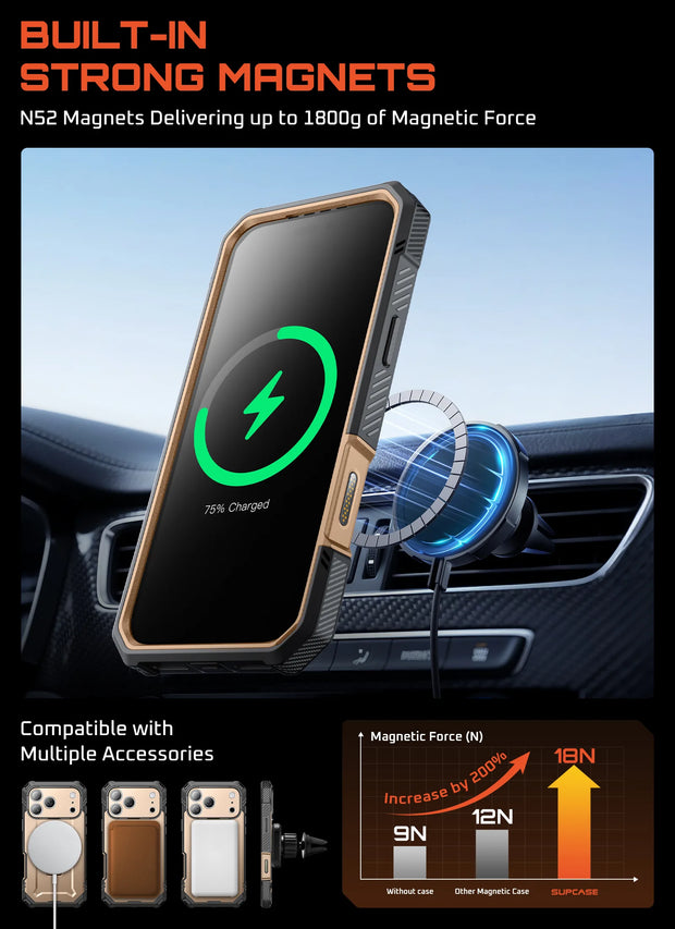 UB GRIP PRO Series iPhone 17 Pro MagSafe Phone Case with HD Tempered Glass - Desert