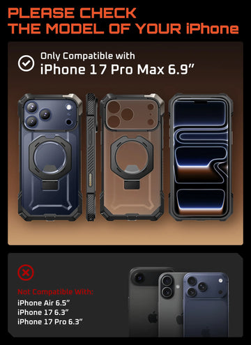 Lanhiem Cover per iPhone 17 PRO Max IP68 Impermeabile, Cover Metallo Antiurto Militare con Pellicola Protettiva, 360° Completa Protezione Subacquea Antipolvere Custodia per iPhone 17 PRO Max, Nero
