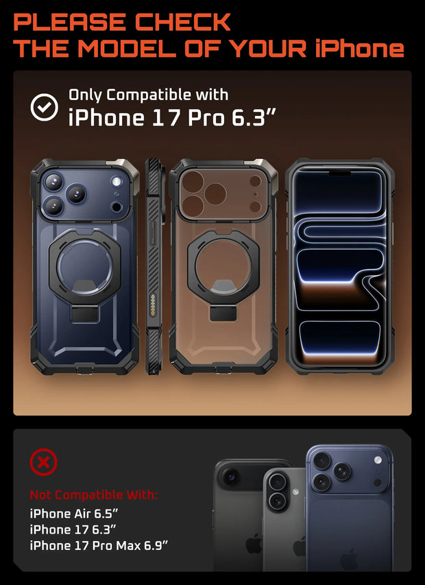 UB GRIP Series iPhone 17 Pro MagSafe Camera Control Button Phone Case - Black