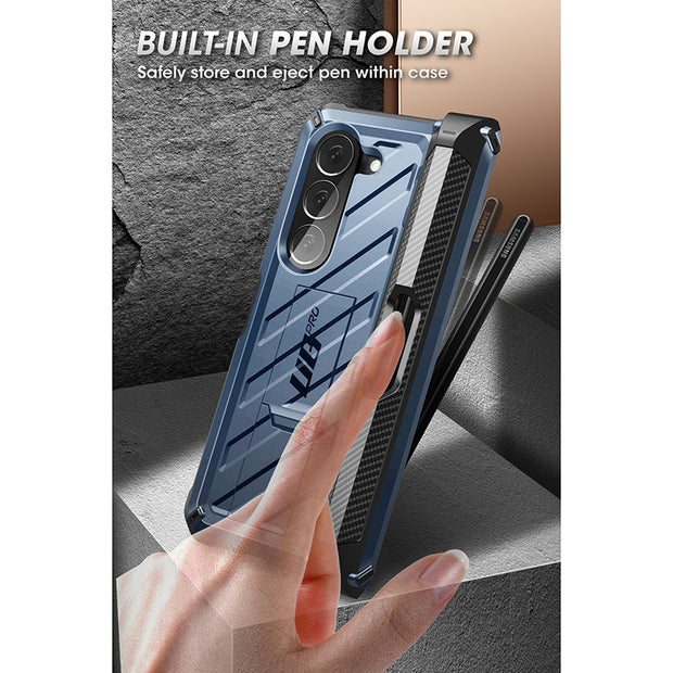 Galaxy Z Fold5 Unicorn Beetle PRO Rugged Case with S-Pen Holder-Metallic Blue