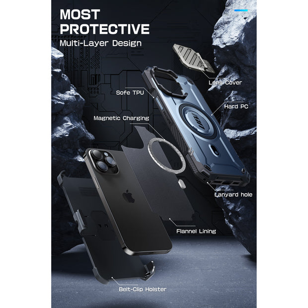 iPhone 14 Pro Max 6.7 inch Unicorn Beetle MAG XT MagSafe Holster Case-Metallic Blue