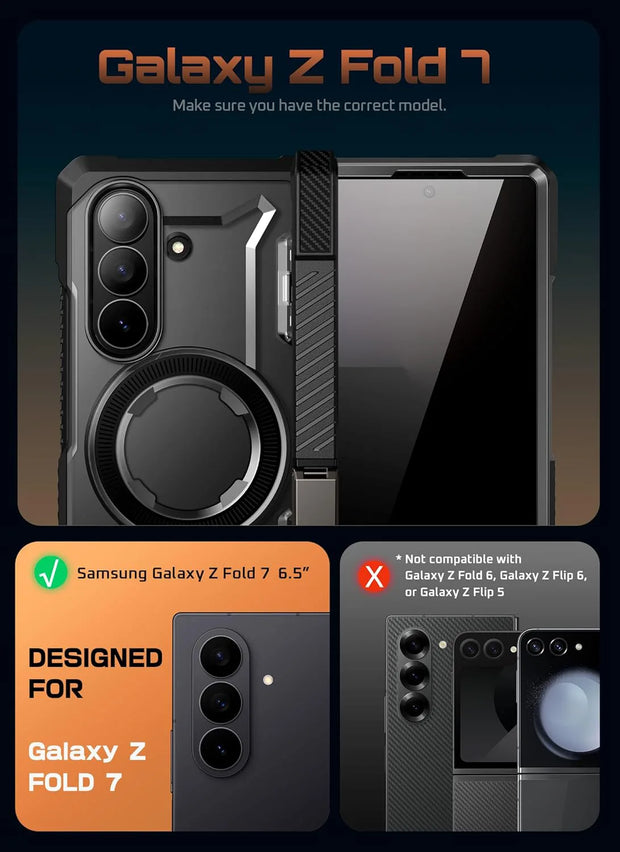 UB GRIP Series Galaxy Z Fold7 MagSafe Case with Privacy Screen Protector - Dark