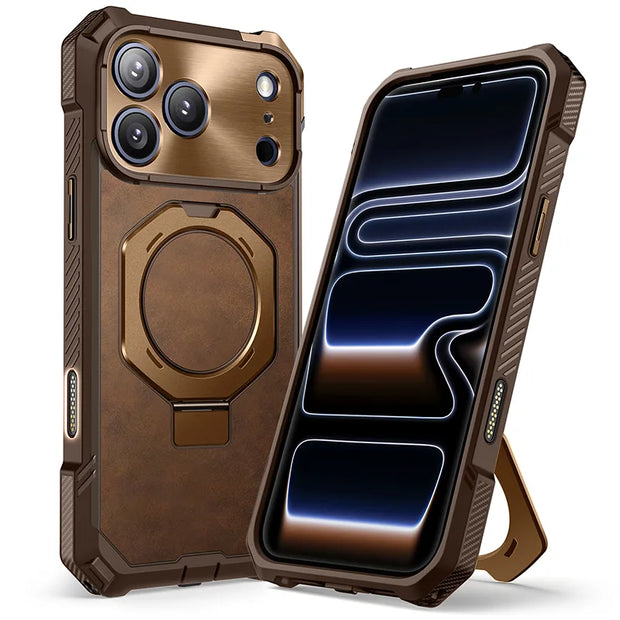 UB GRIP Series iPhone 17 Pro Max Premium Leather Phone Case - Brown