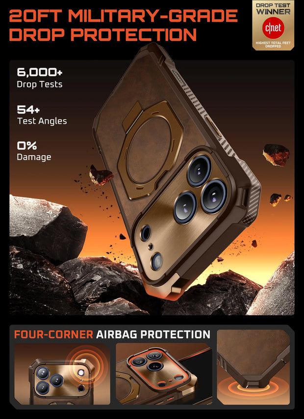 UB GRIP Series iPhone 17 Pro Max Premium Leather Phone Case - Brown