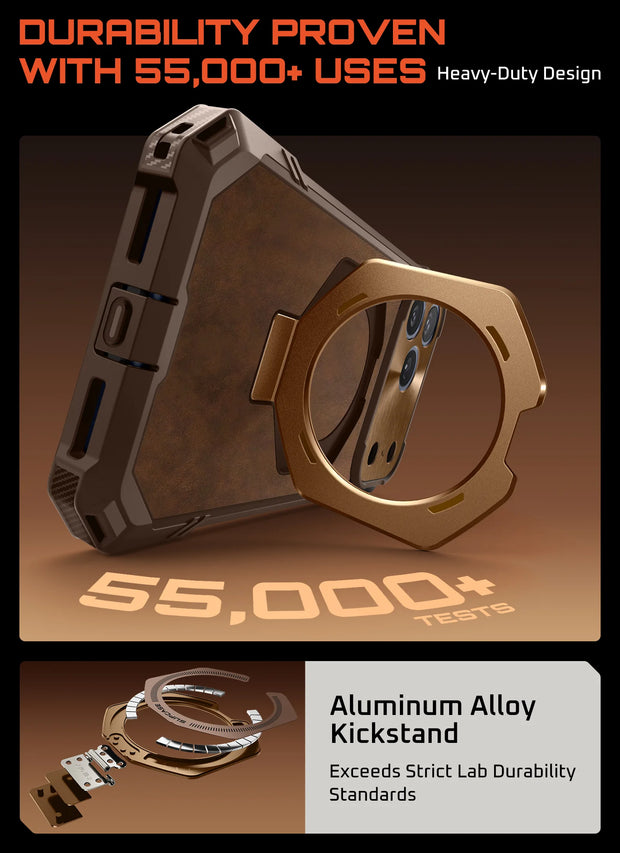 UB GRIP Series iPhone 17 Pro Max Premium Leather Phone Case - Brown