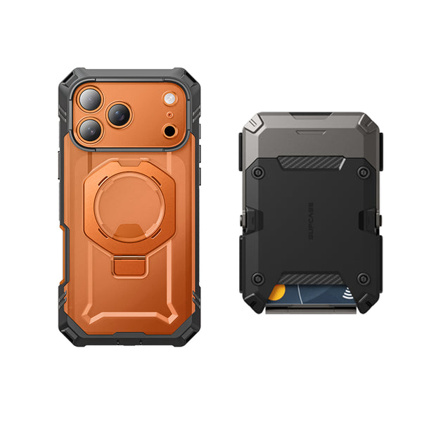 Bundle Sale - MagFlip Wallt with Stand (Black) & iPhone 17 Pro Max UB GRIP PRO Series Phone Case (Coral)