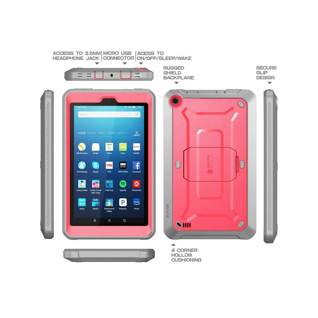 Amazon Fire 7 (2017) Unicorn Beetle Pro Rugged Case with Screen Protector-Pink