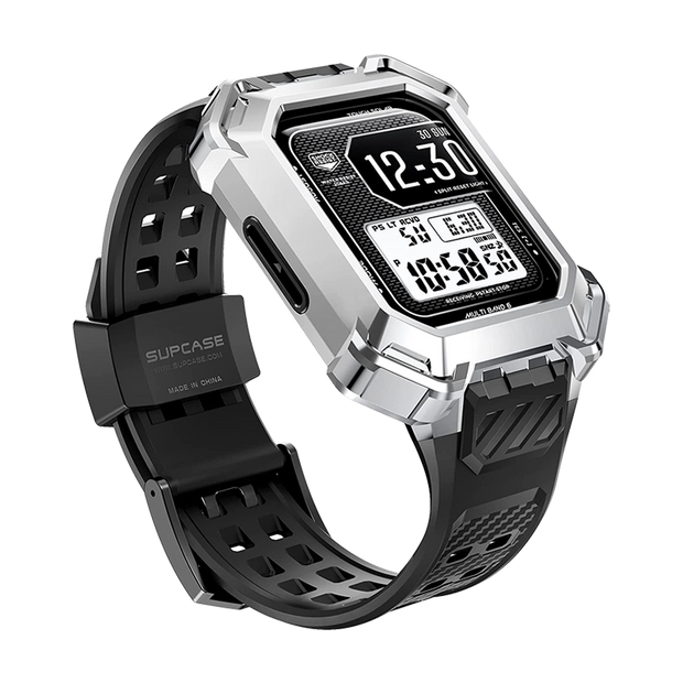 Apple Watch Unicorn Beetle PRO XT Rugged Metal Watch Band Case (44mm/45mm)-Silver
