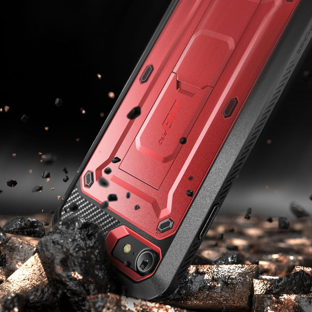 iPhone SE Unicorn Beetle Pro Full-Body Case with Kickstand-Metallic Red