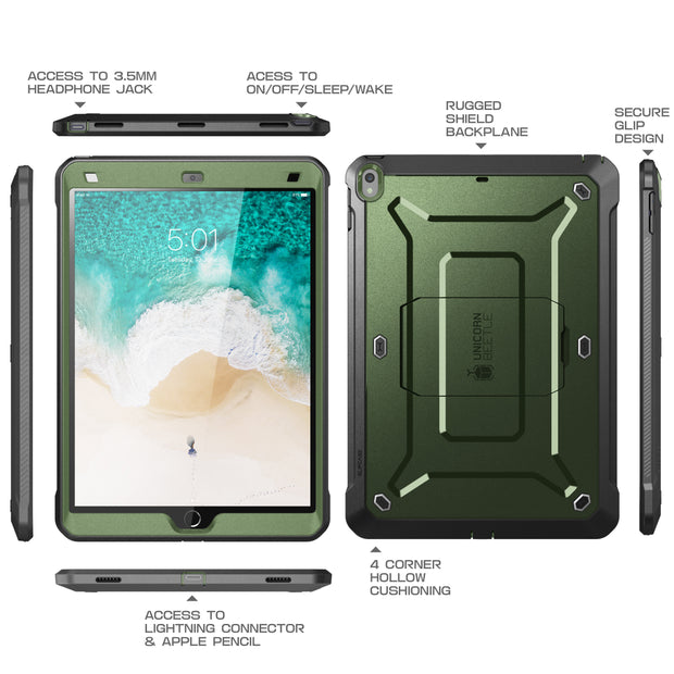 iPad Pro 10.5 inch (2017) Unicorn Beetle Rugged Case with Screen Protector-Dark Green