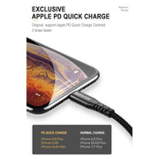5 ft USB-C Fast Charge Lightning Cable for Apple Devices-Gray