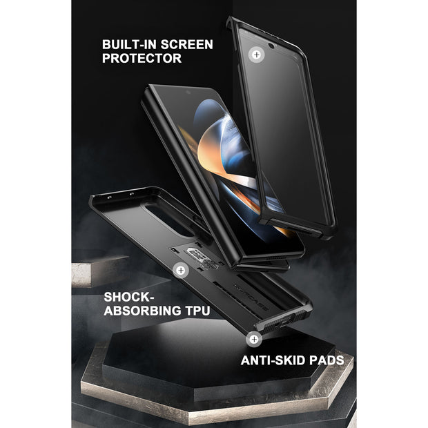 Galaxy Z Fold4 Unicorn Beetle Kickstand Case with Screen Protector-Black