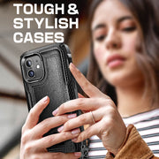 iPhone 12 6.1 inch Unicorn Beetle Royal Rugged Leather Case-Black